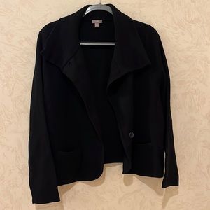 J Jill Black Wool Blend Ribbed Knit Cardigan Sweater Size XL